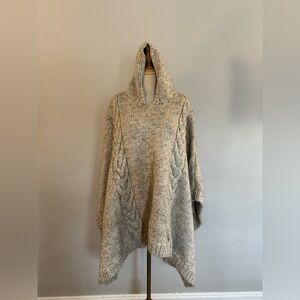 Hand knit Poncho Cozy Gray Knit Sweater